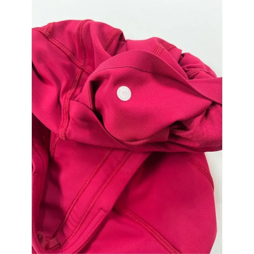 Lululemon Time To Sweat Crop 23" Ruby Red Luxtreme Side POCKETS W6AMDS Size 10 - Picture 7 of 13
